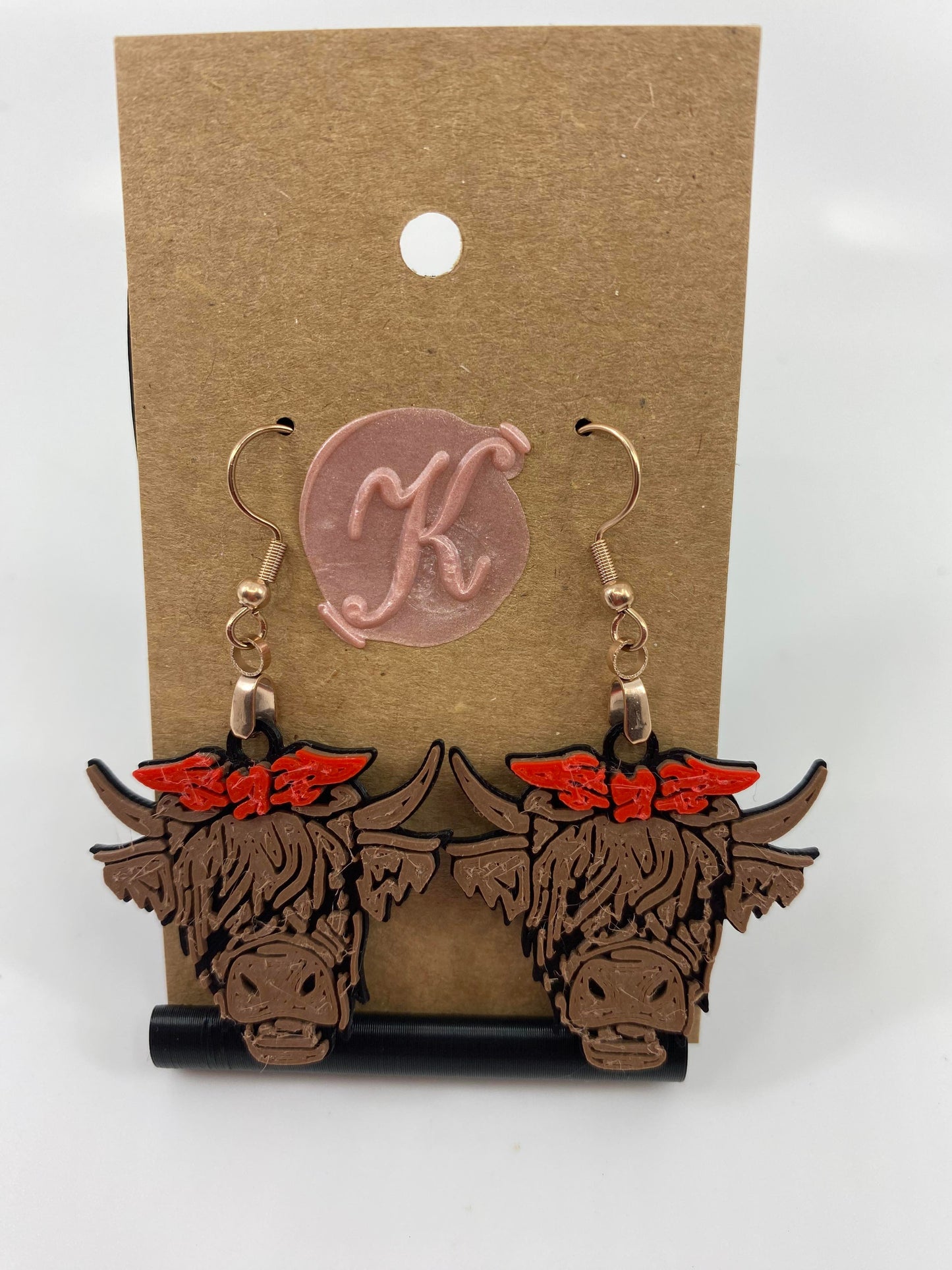 3D Printed Jewelry - Highland Cow with Red Bow