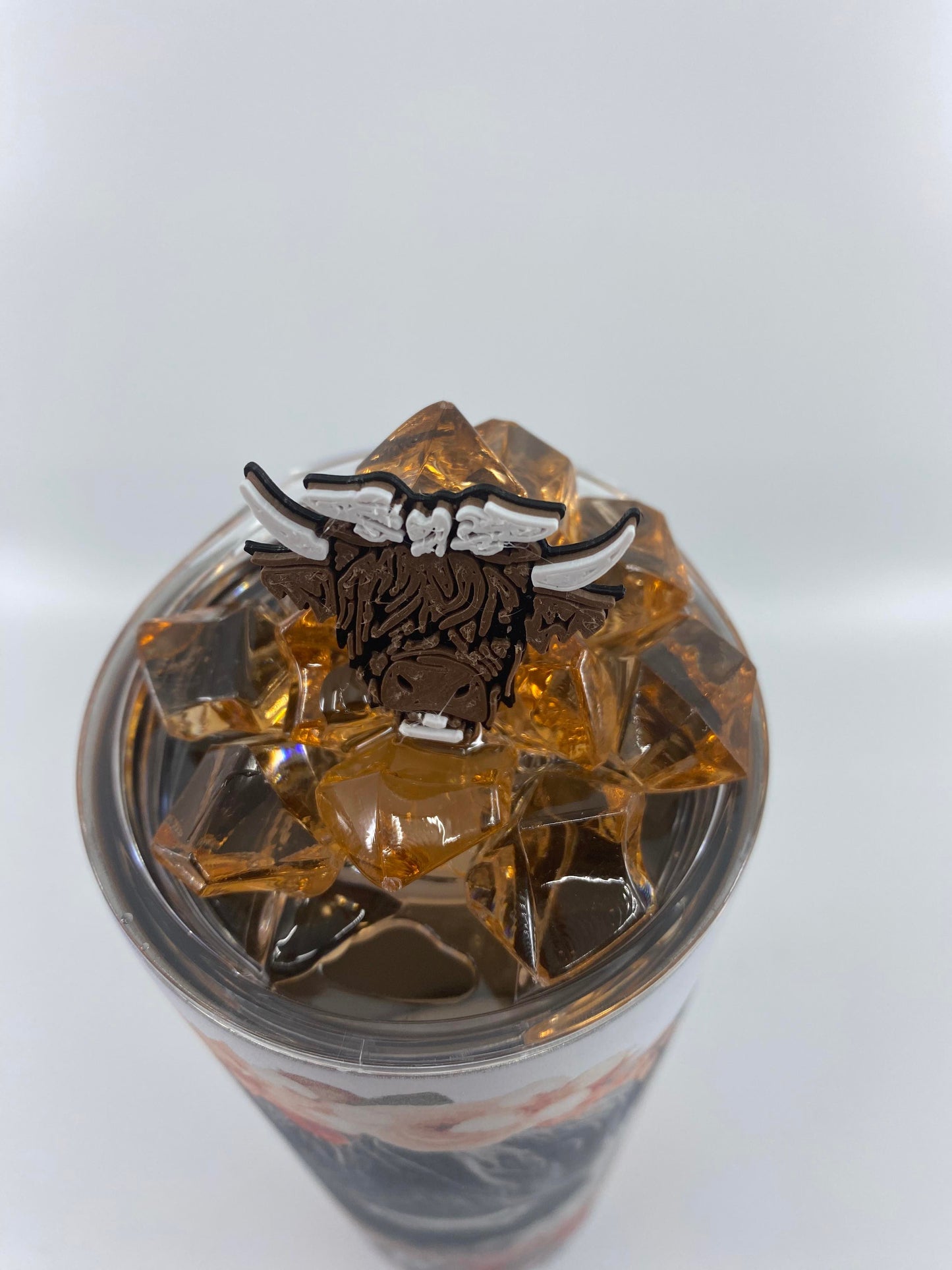READY TO SHIP - 20 Ounce Skinny Glow in the Dark - Floral Highland Cow