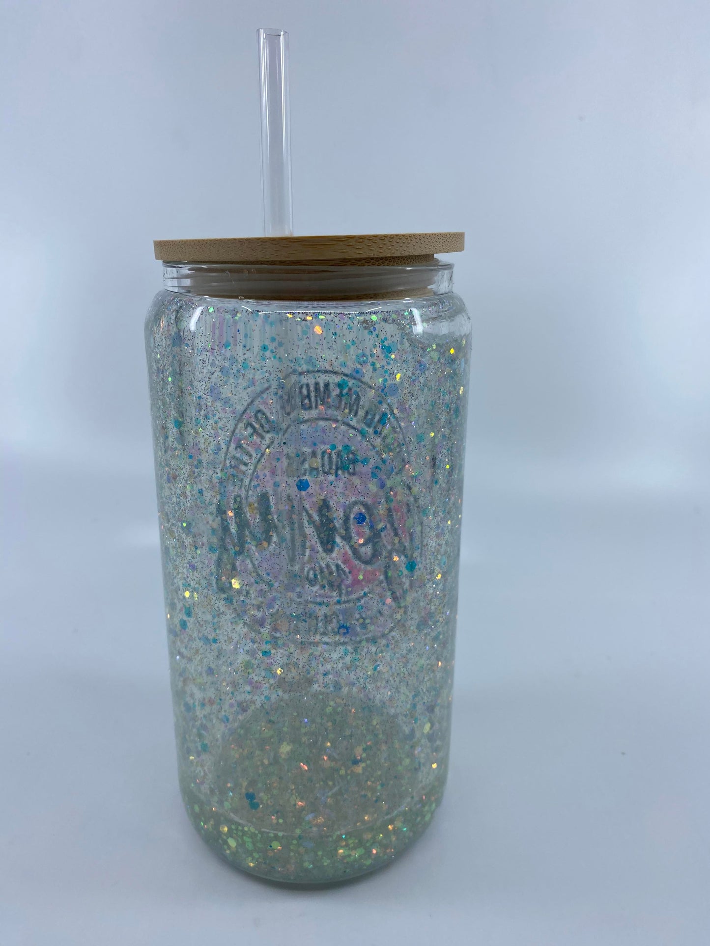 SOLD - 12 Ounce Snowglobe with Bamboo Lid - Proud Member of the Badass Bonus Mom Club