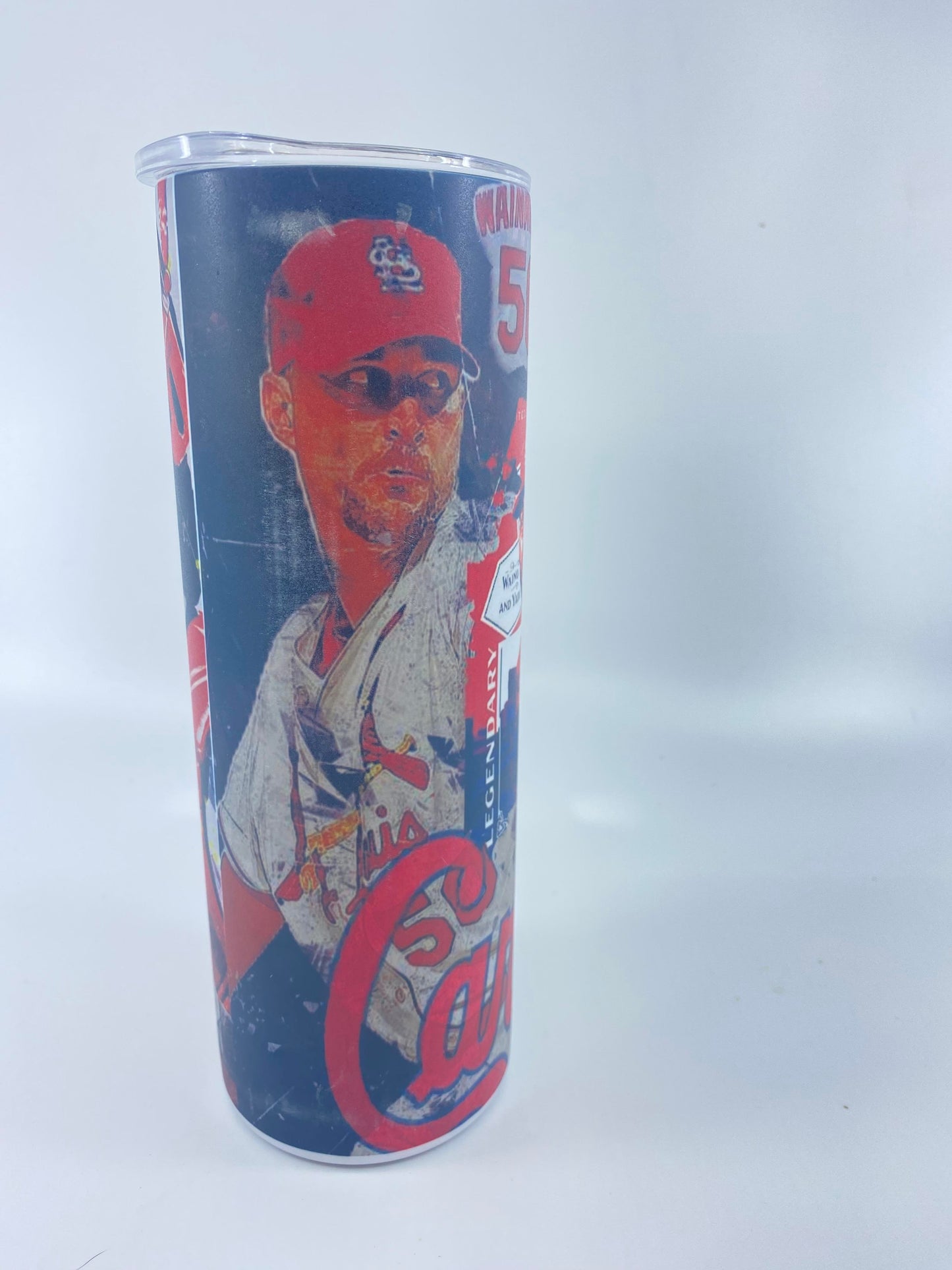 READY TO SHIP - 20 Ounce Skinny Glow in the Dark - STL Cardinal Baseball Yadi & Wainwright Budweiser