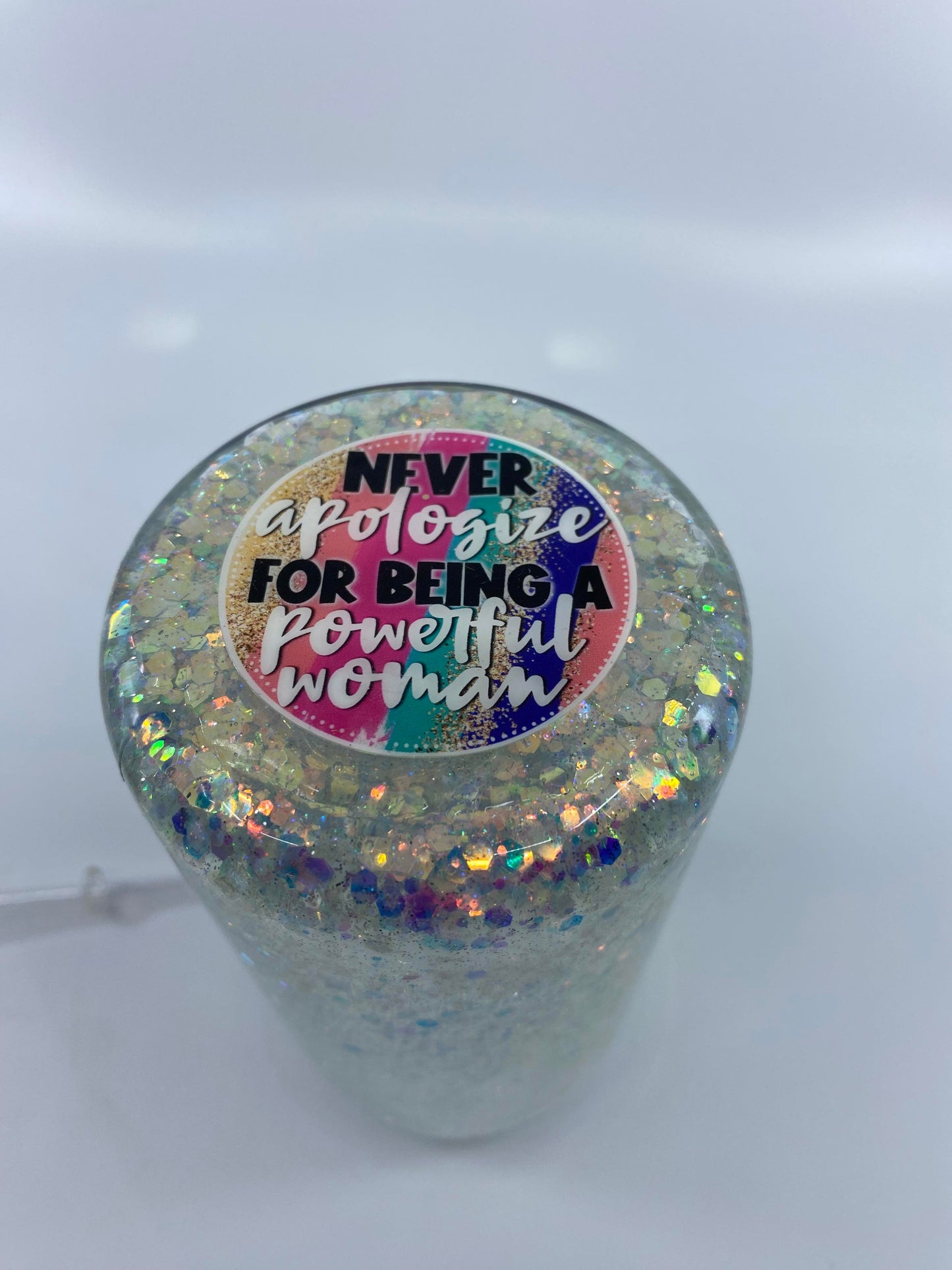 SOLD - 12 Ounce Snowglobe with Bamboo Lid - Proud Member of the Badass Bonus Mom Club