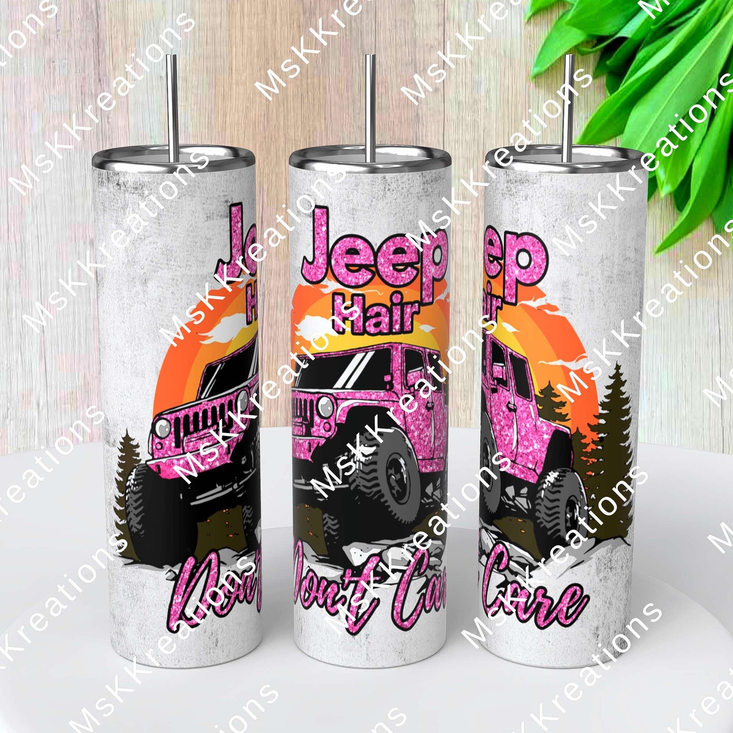 TO BE MADE - 20 Ounce Skinny Glow in the Dark - Pink Jeep Hair Dont Care