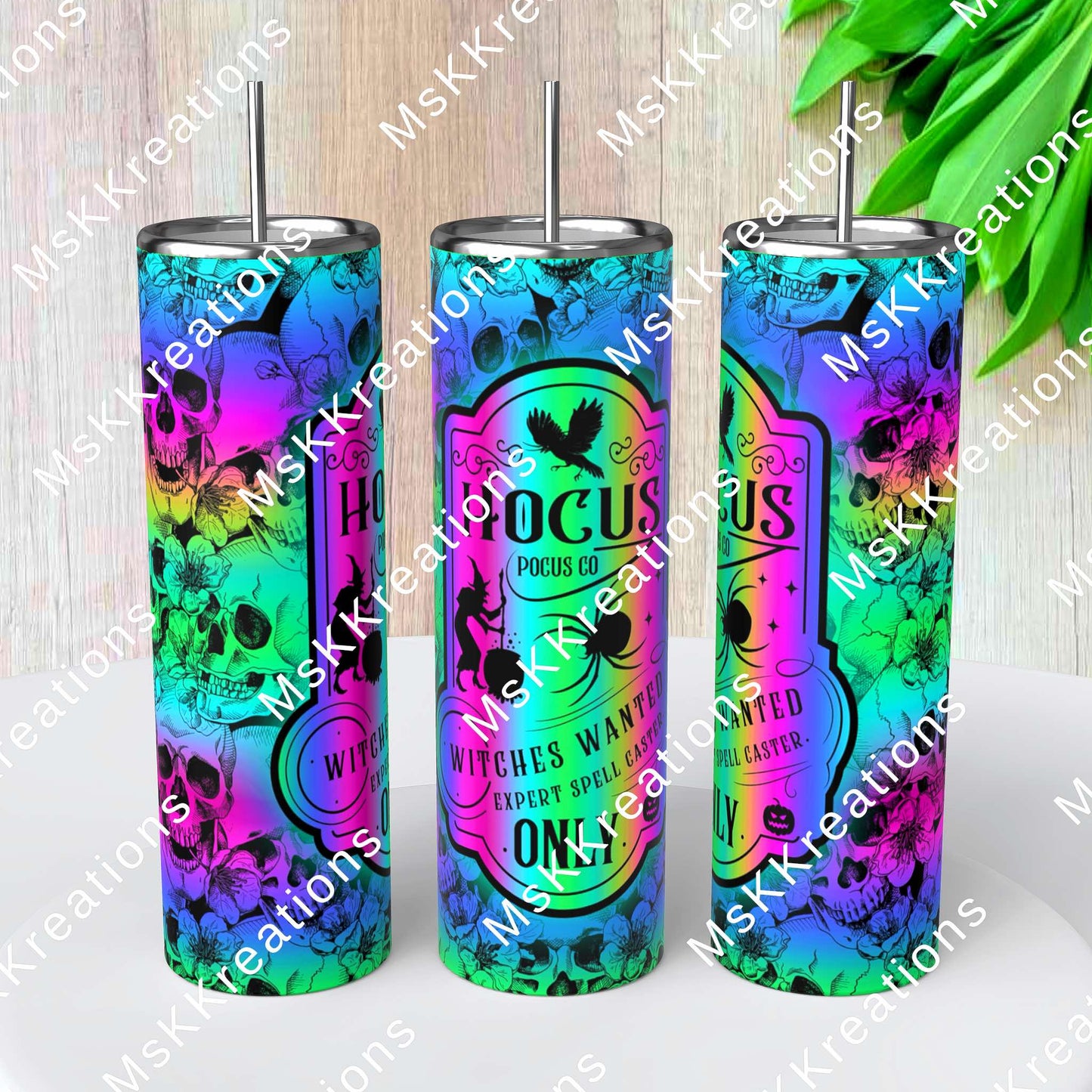 TO BE MADE - 20 Ounce Skinny Glow in the Dark - Hocus Pocus Witches Wanted Light