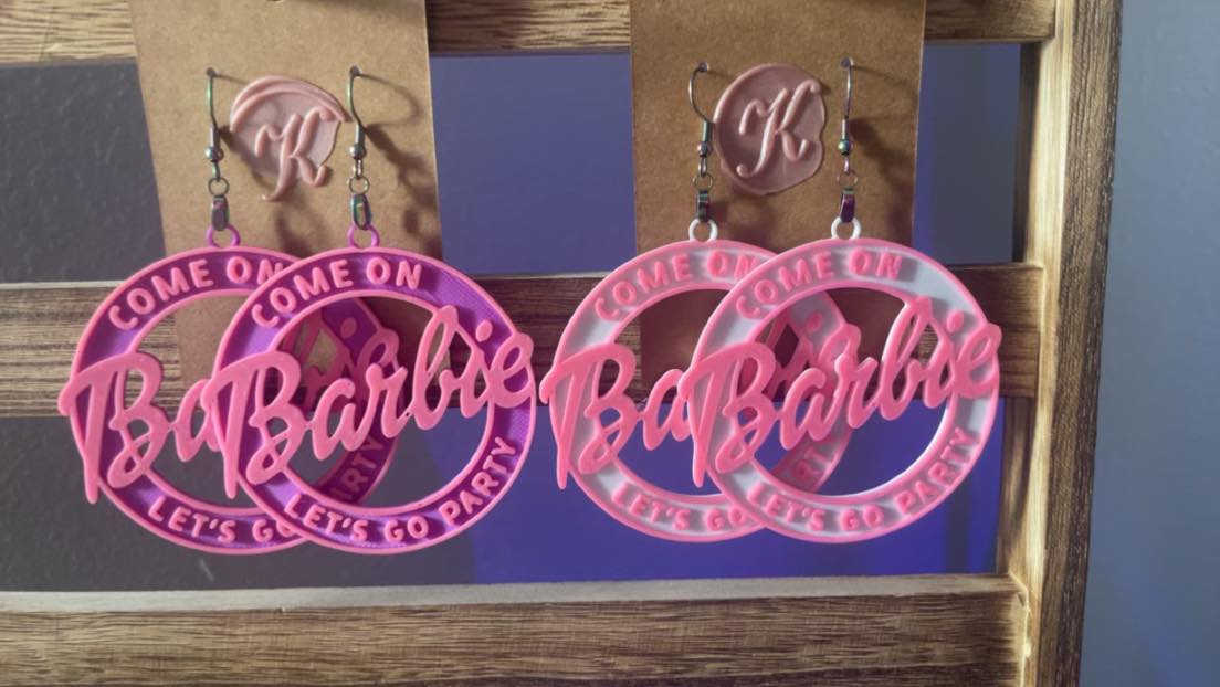 3D Printed Jewelry - Pink & White Barbie Lets Party