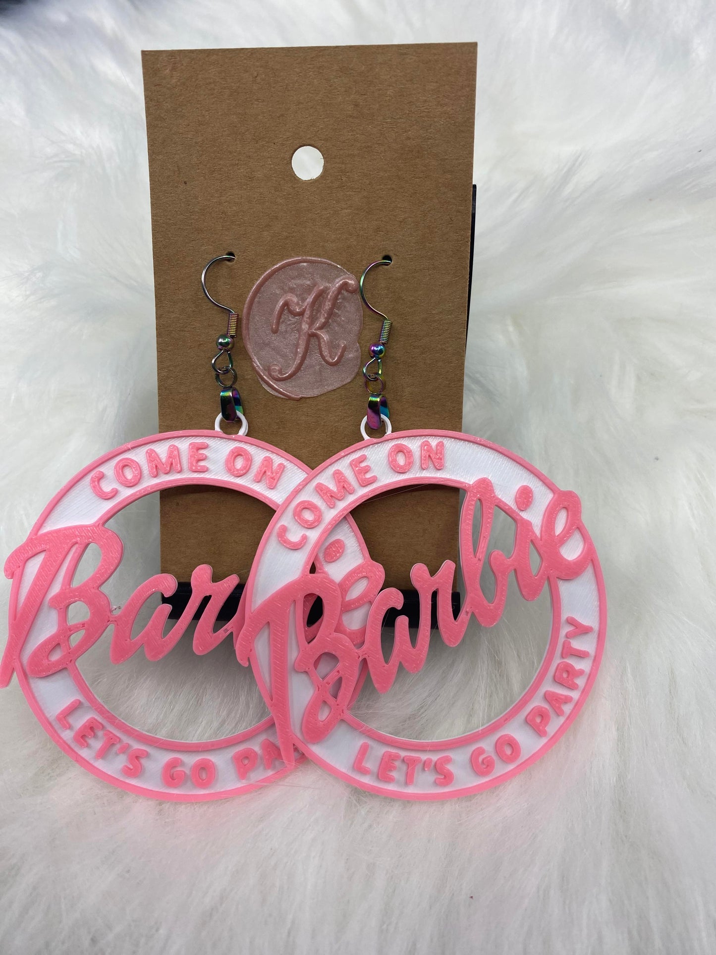 3D Printed Jewelry - Pink & White Barbie Lets Party