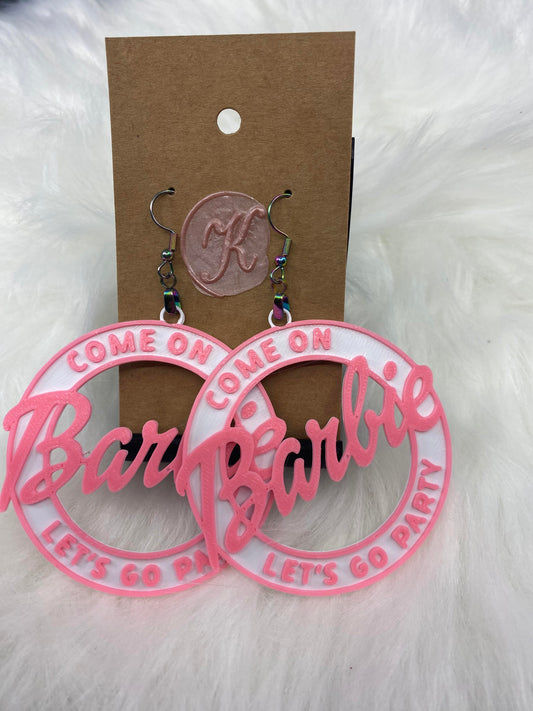 3D Printed Jewelry - Pink & White Barbie Lets Party