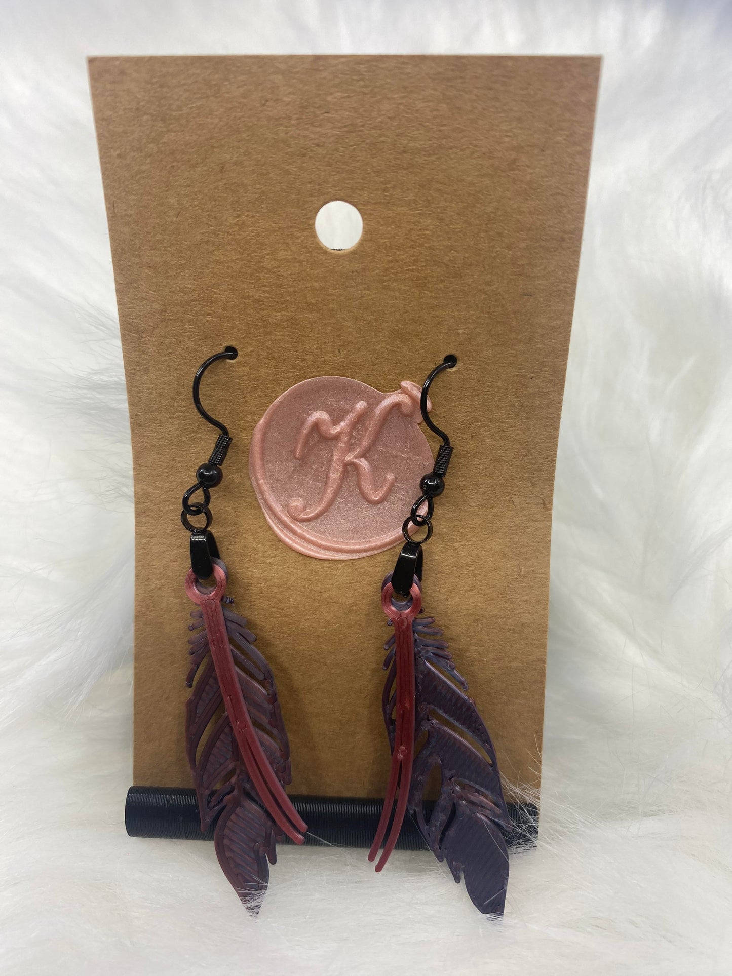 3D Printed Jewelry - Purple and Pink Feathers