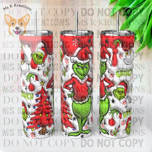 TO BE MADE - 20 Ounce Skinny Glow in the Dark - Puffy Grinch Red