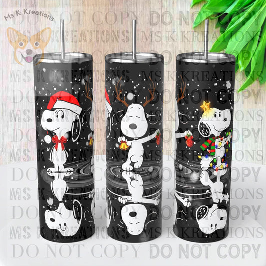 TO BE MADE - 20 Ounce Skinny Glow in the Dark - Snoopy Ice Skating