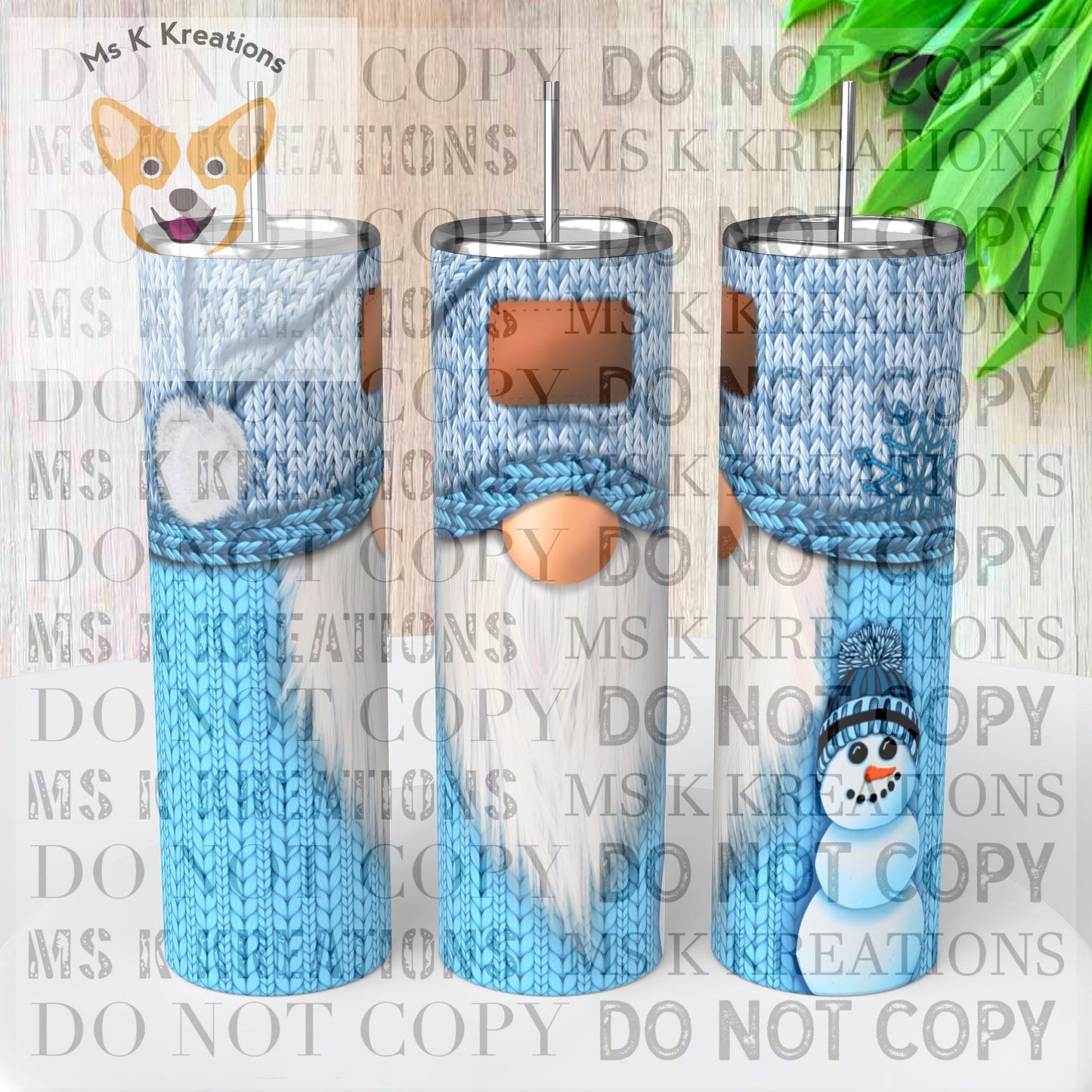 TO BE MADE - 20 Ounce Skinny Glow in the Dark - Blue Gnome with Snowman