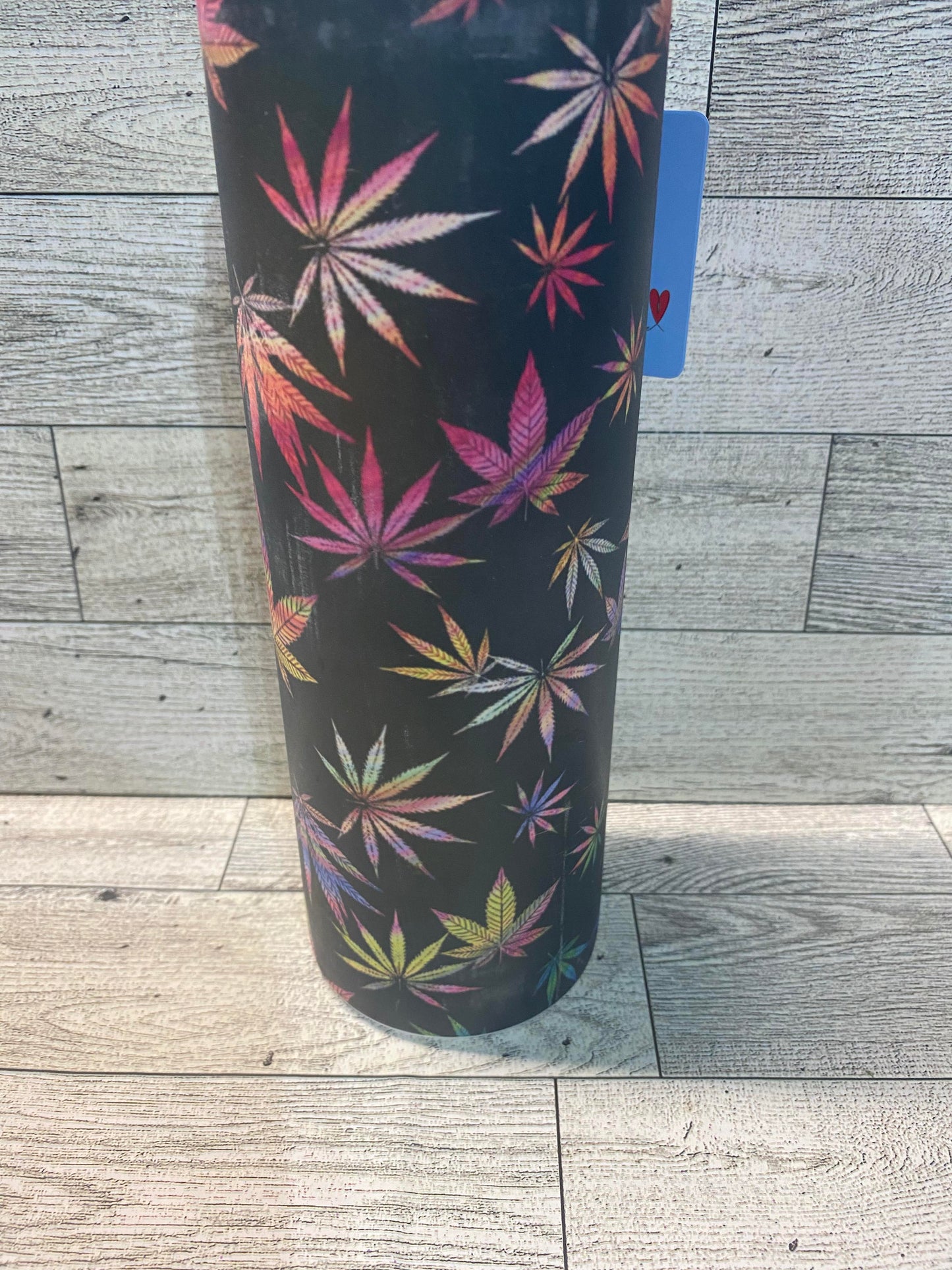 READY TO SHIP - 20 Ounce Skinny Glow in the Dark - Marajuana Leaves Polar Blast Bong