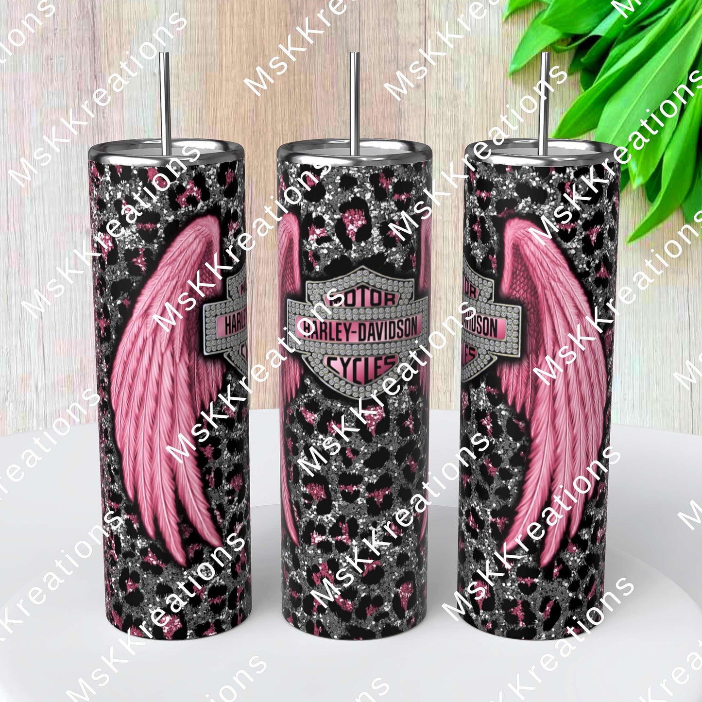 TO BE MADE - 20 Ounce Skinny Glow in the Dark - Harley Pink Wings