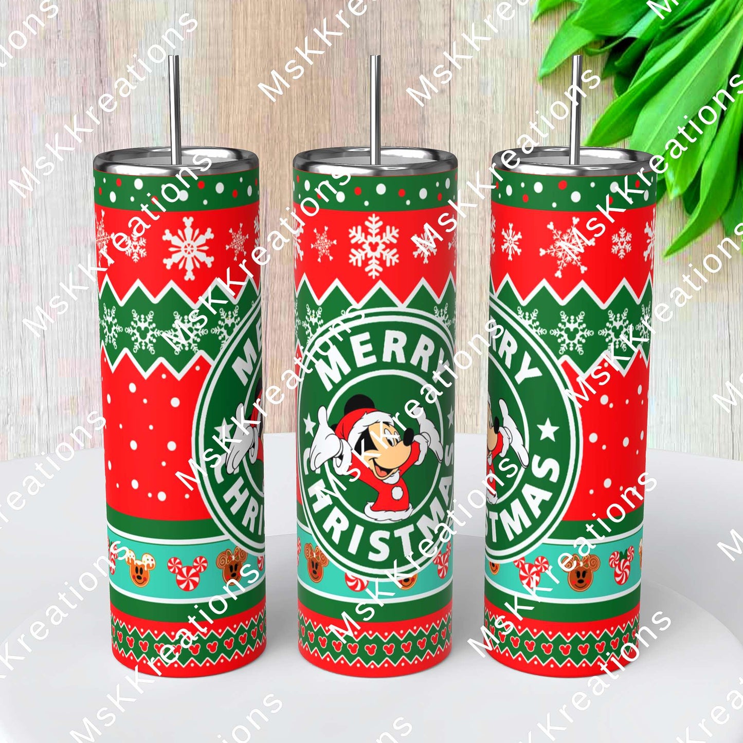 TO BE MADE - 20 Ounce Skinny Glow in the Dark - Mickey Merry Christmas