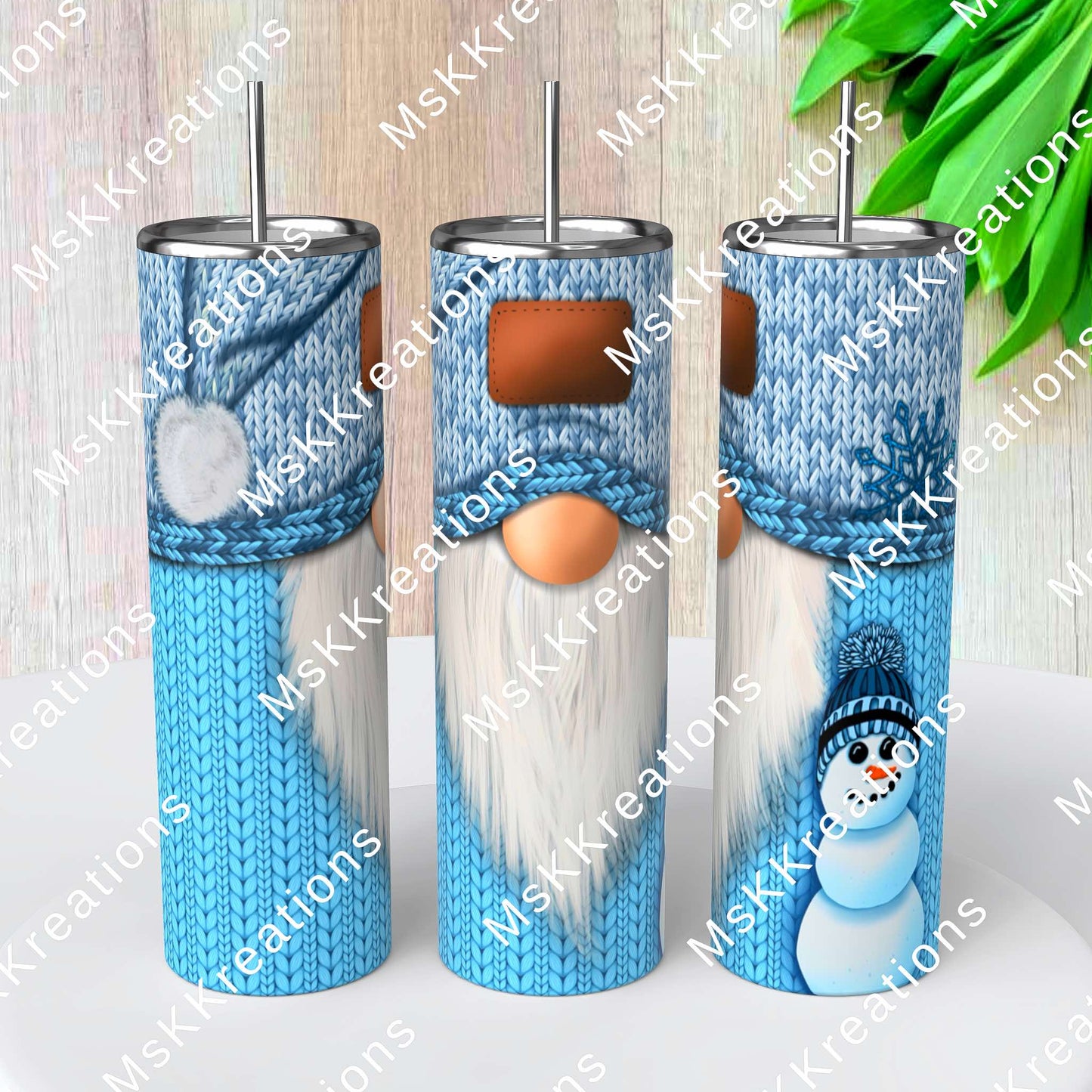 TO BE MADE - 20 Ounce Skinny Glow in the Dark - Blue Gnome with Snowman