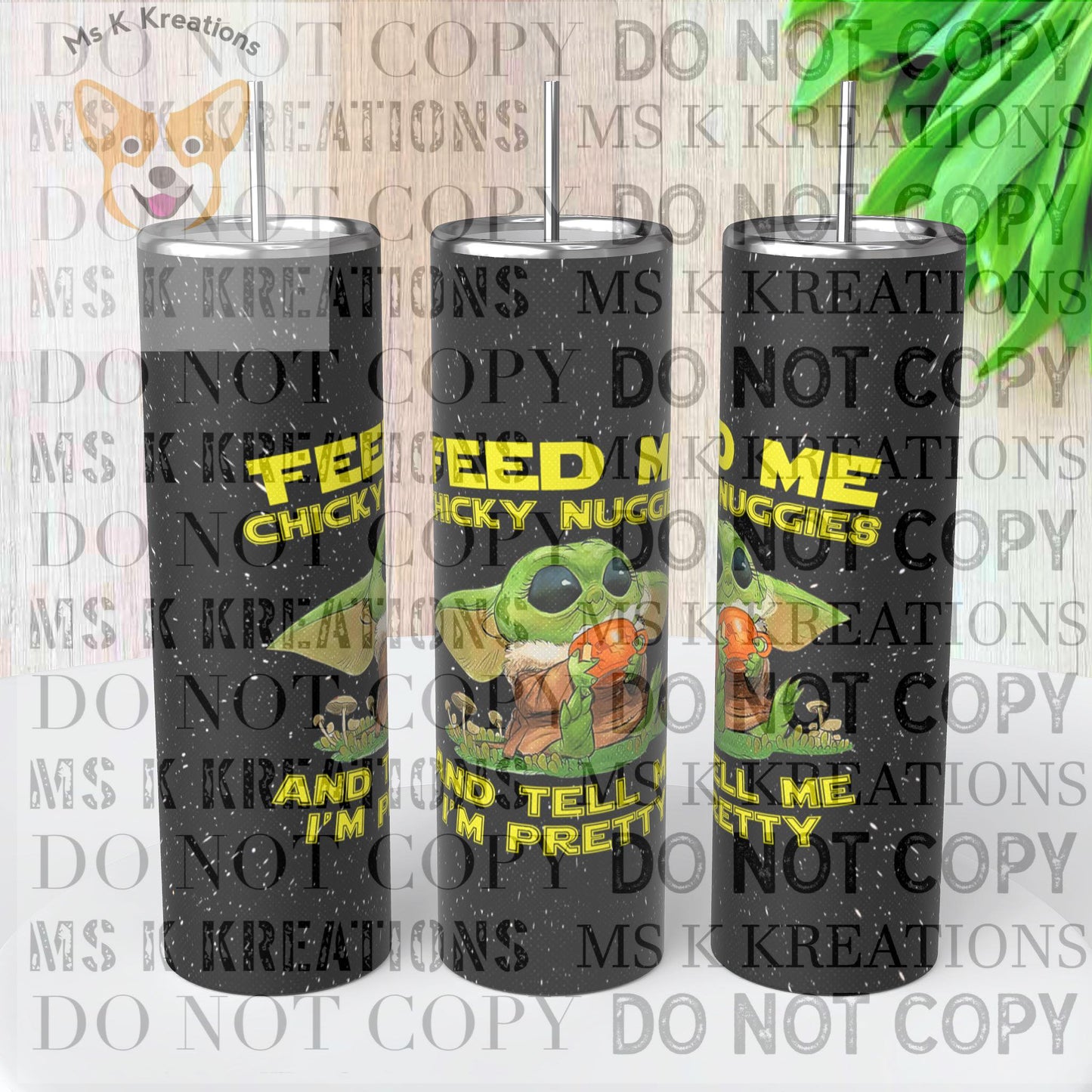 TO BE MADE - 20 Ounce Skinny Glow in the Dark - Baby Yoda Feed Me Nuggies