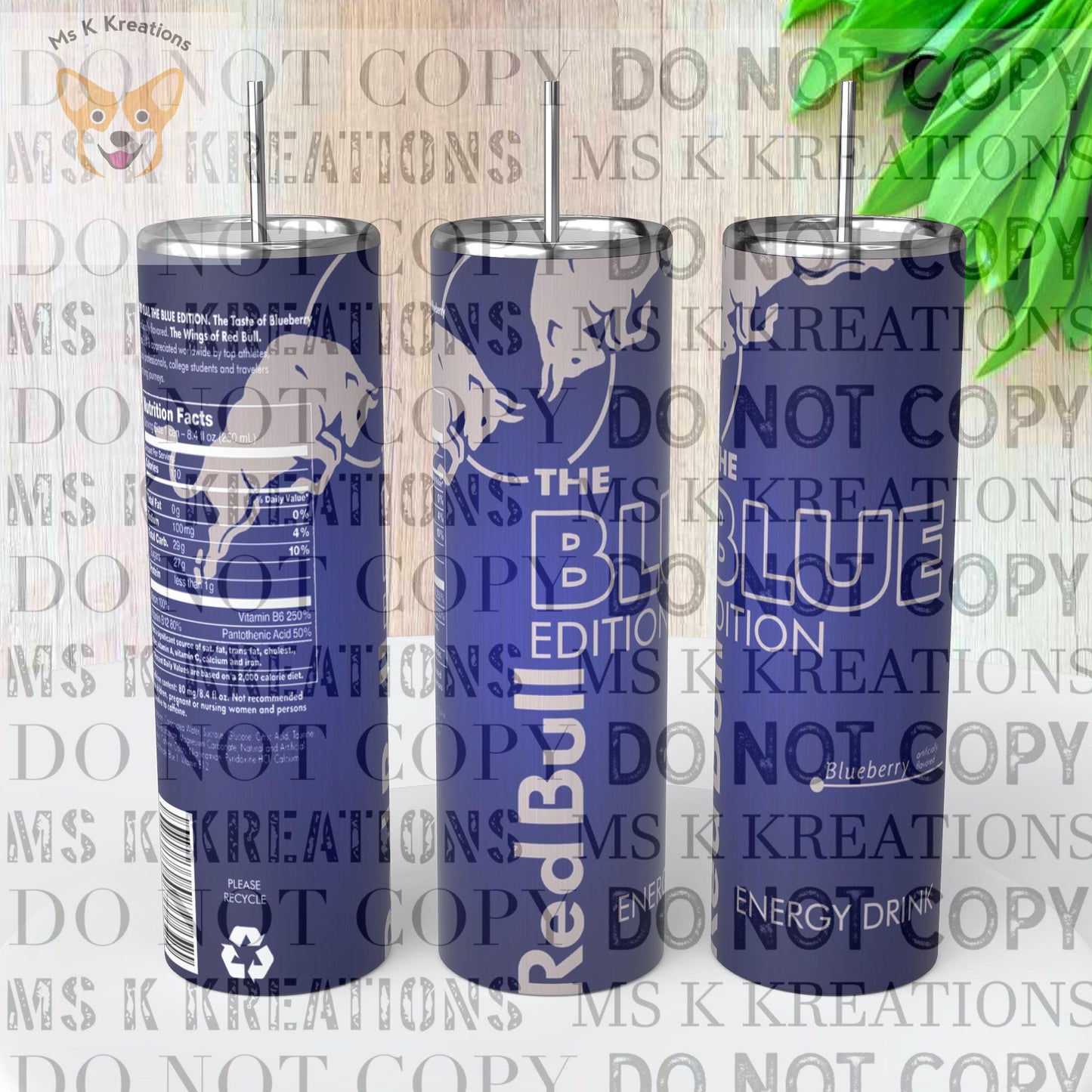 TO BE MADE - 20 Ounce Skinny Glow in the Dark - Blue Red Bull