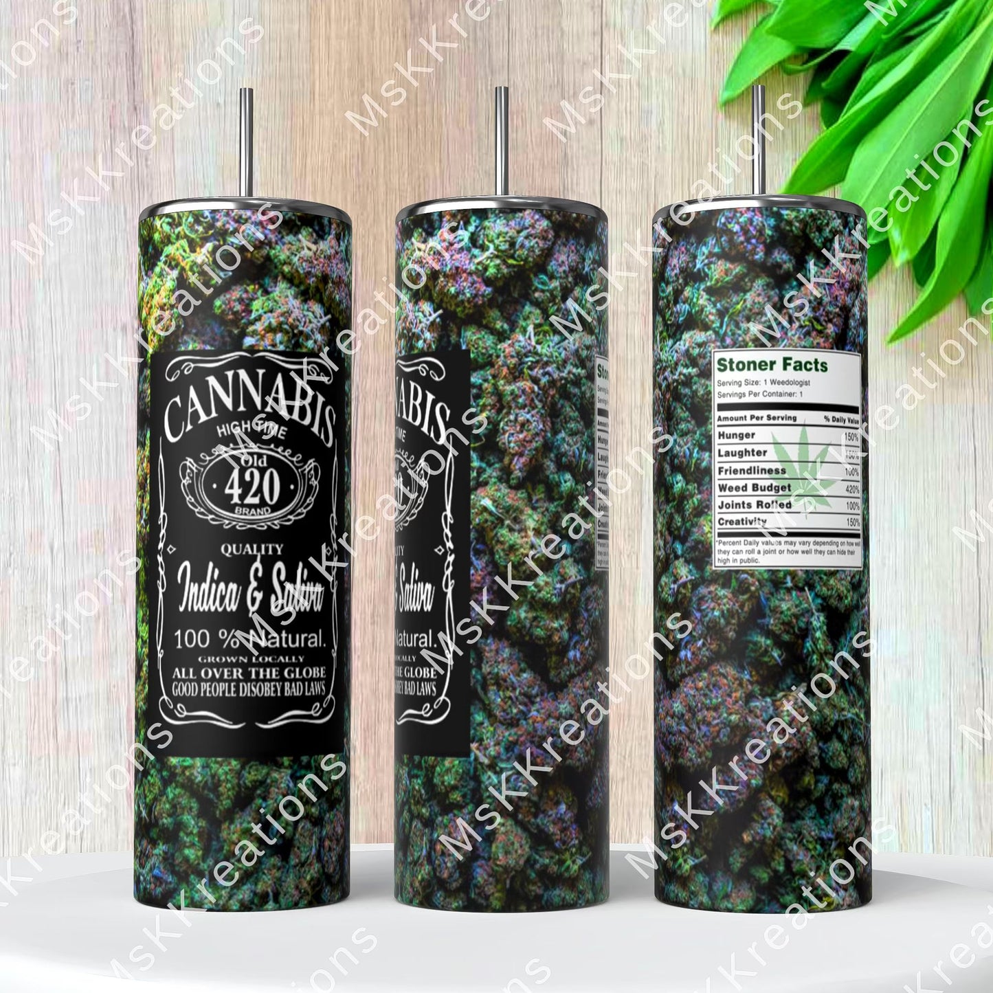 TO BE MADE - 20 Ounce Skinny Glow in the Dark - Cannabis 420 Bud