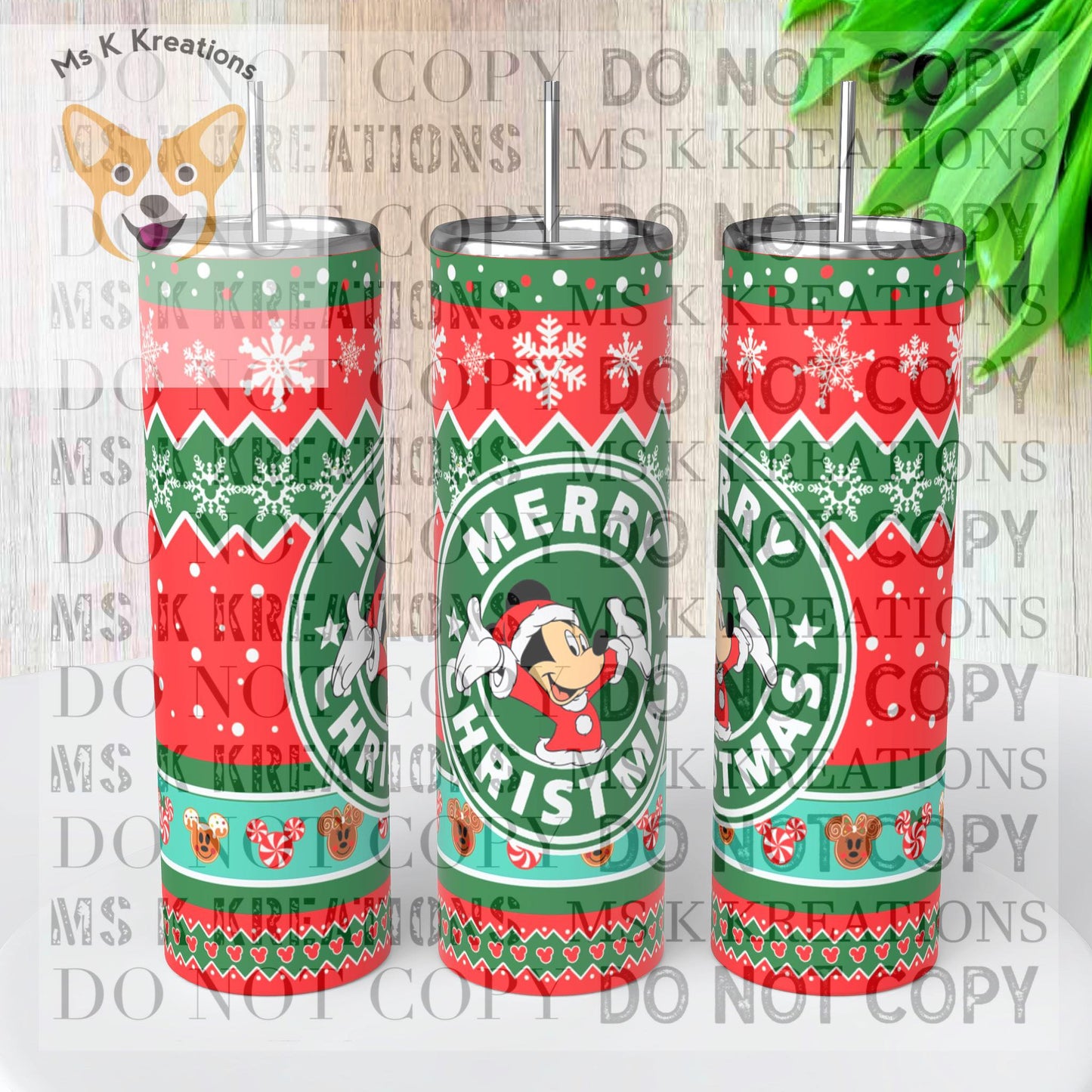 TO BE MADE - 20 Ounce Skinny Glow in the Dark - Merry Christmas Mickey Mouse Sweater Wrap