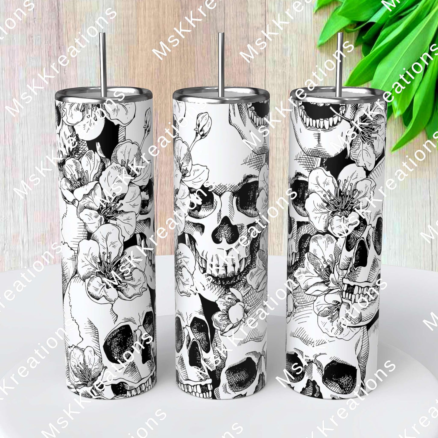 TO BE MADE - 20 Ounce Skinny Glow in the Dark - Skellies and Flowers