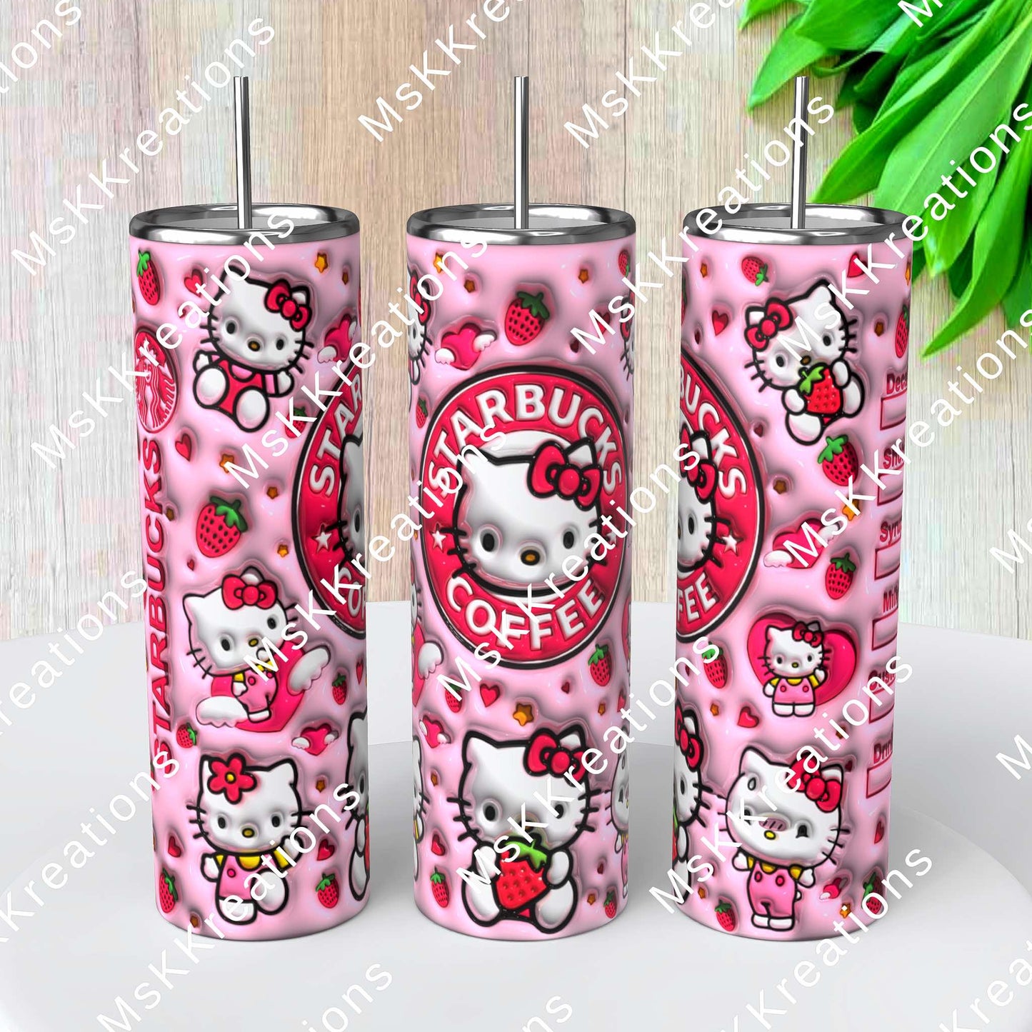 TO BE MADE - 20 Ounce Skinny Glow in the Dark - Strawberry Kitty