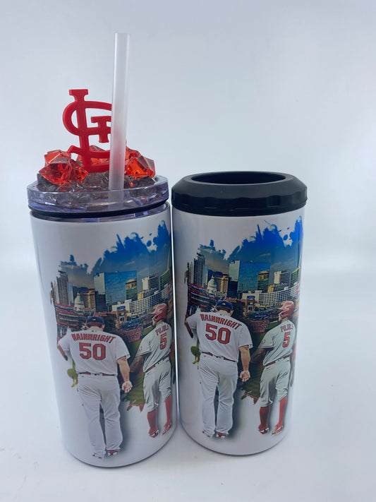 READY TO SHIP - 4 in 1 Tumbler & Cooler - STL Cardinals Baseball The Last Ride Molina/Pujols/Wainright