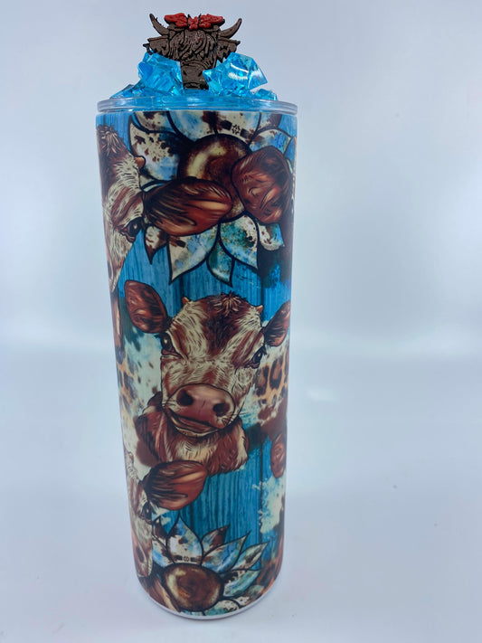READY TO SHIP - 20 Ounce Skinny Glow in the Dark - Baby Cow