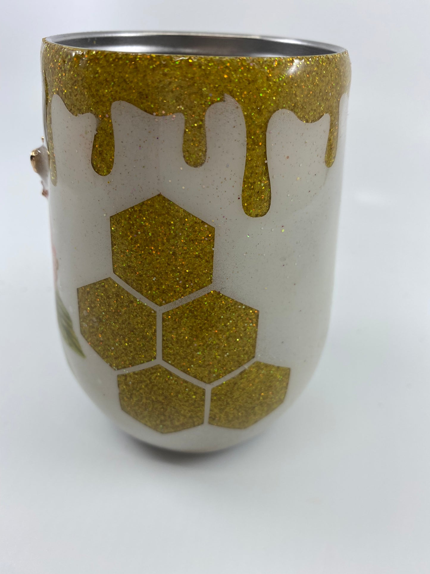 SOLD - 12 Ounce Wine Tumbler - Floral Bee